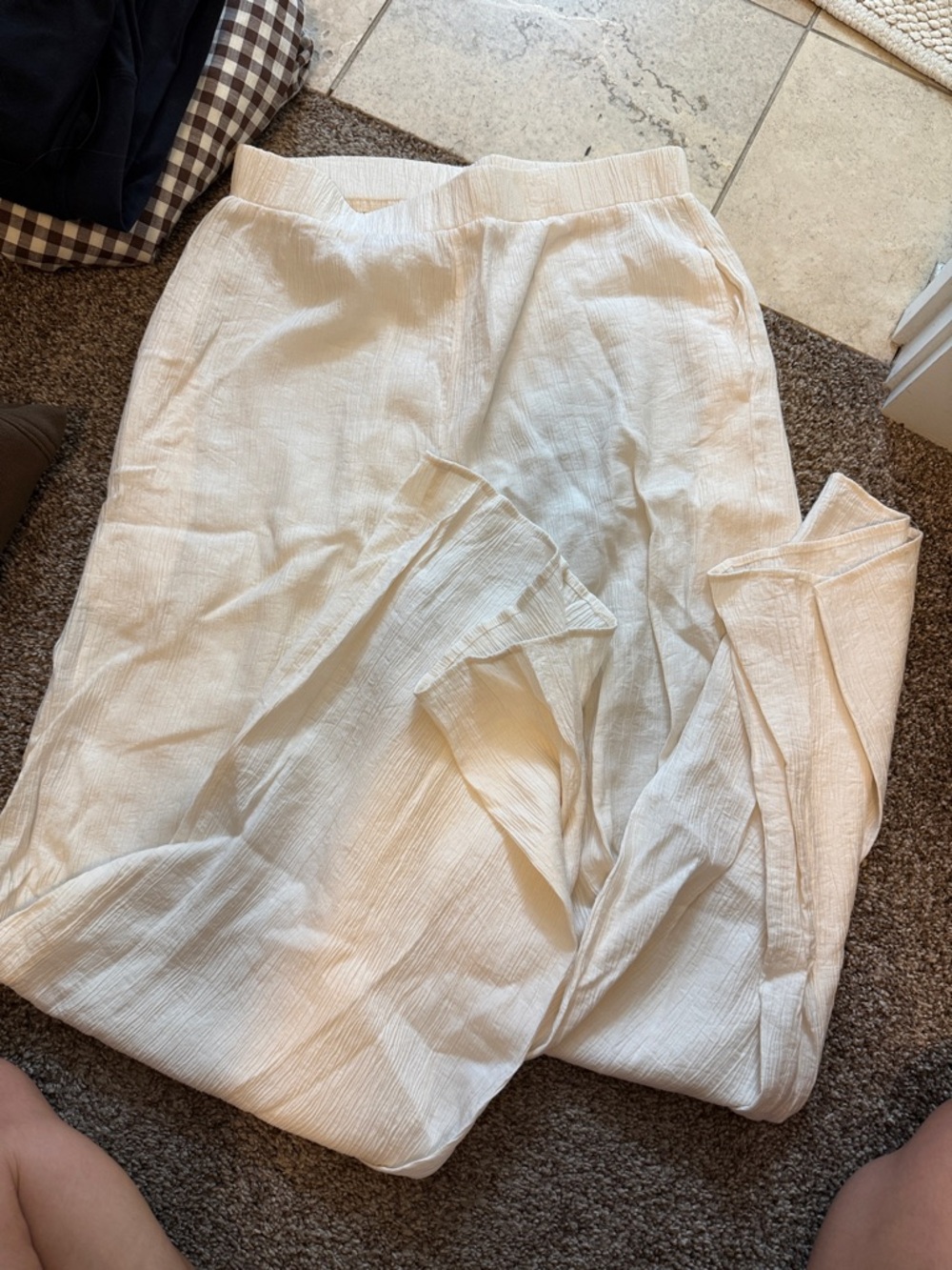 beige botany flowy pants